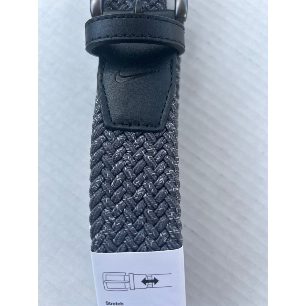 Nike Woven Stretch Belt Mens Large 38-40 Grey Black Braided  New Golf - Picture 4 of 6